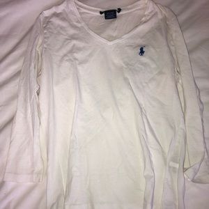 White Long Sleeve Polo Tee